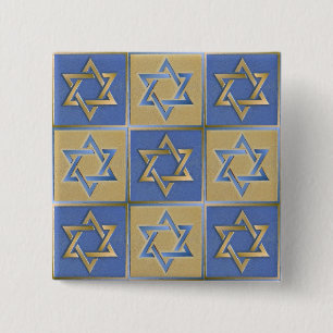 Gold Blue Star of David Art Panels 15 Cm Square Badge