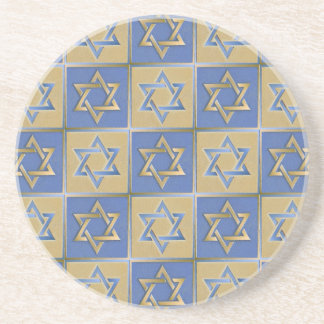 Gold Blue Star of David Art Panels Coaster