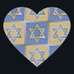 Gold Blue Star of David Art Panels Heart Sticker<br><div class="desc">You are viewing The Lee Hiller Designs Collection of Home and Office Decor,  Apparel,  Gifts and Collectibles. The Designs include Lee Hiller Photography and Mixed Media Digital Art Collection. You can view her Nature photography at http://HikeOurPlanet.com/ and follow her hiking blog within Hot Springs National Park.</div>