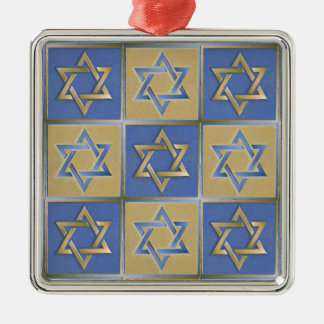 Gold Blue Star of David Art Panels Metal Tree Decoration