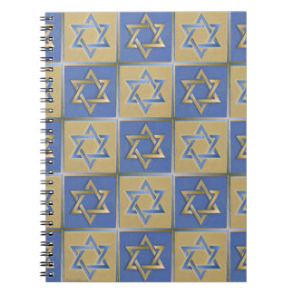 Gold Blue Star of David Art Panels Spiral Notebook