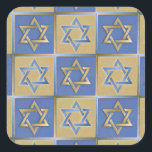 Gold Blue Star of David Art Panels Square Sticker<br><div class="desc">You are viewing The Lee Hiller Designs Collection of Home and Office Decor,  Apparel,  Gifts and Collectibles. The Designs include Lee Hiller Photography and Mixed Media Digital Art Collection. You can view her Nature photography at http://HikeOurPlanet.com/ and follow her hiking blog within Hot Springs National Park.</div>