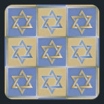 Gold Blue Star of David Art Panels Square Sticker<br><div class="desc">You are viewing The Lee Hiller Designs Collection of Home and Office Decor,  Apparel,  Gifts and Collectibles. The Designs include Lee Hiller Photography and Mixed Media Digital Art Collection. You can view her Nature photography at http://HikeOurPlanet.com/ and follow her hiking blog within Hot Springs National Park.</div>