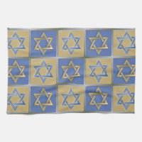 Gold Blue Star of David Art Panels