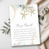 Gold Blue Starfish Recipe Request Bridal Shower 