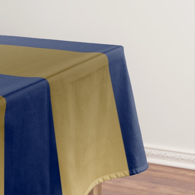 Gold & Blue Stripes Geometric Pattern Tablecloth (In Situ)