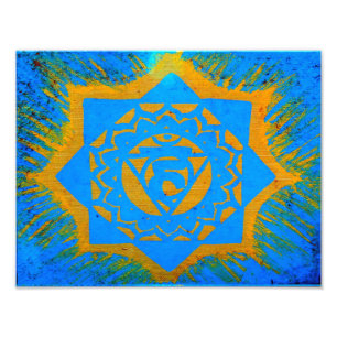 gold blue tibetan tantric symbol photo print