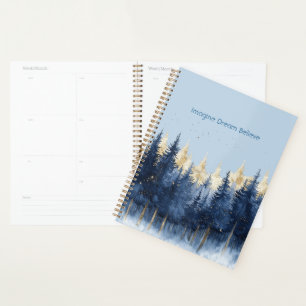 Gold Blue Trees Imagine Dream Believe Planner