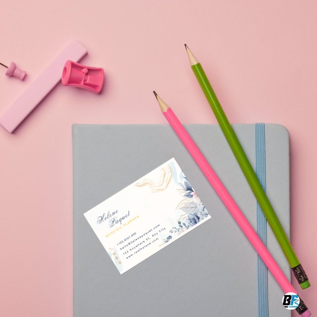 Gold & Blue Wedding Planner Business Card (Creator Uploaded)