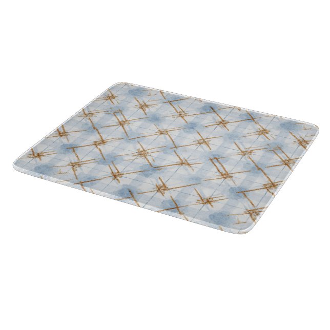 Gold Blue White Stripes   Cutting Board (Corner)