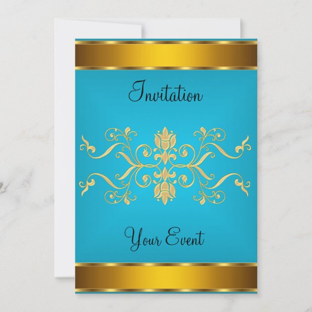 Gold Blueish colour Party Invitation (Front)