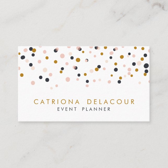 Gold & Blush Confetti Dots Business Card (Front)