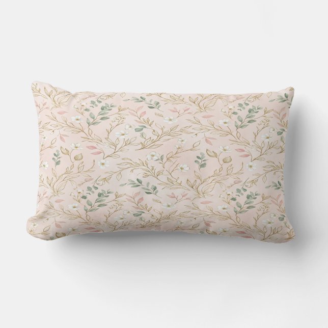 Gold Blush Floral Wedding Pillow (Front)