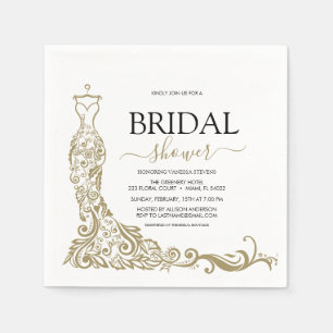 Gold Blush Gown Bridal Shower Napkin