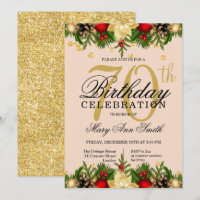 Gold & Blush Holiday Glitter 70th Birthday Party