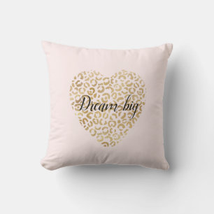 Gold Blush Leopard Print Heart       Cushion