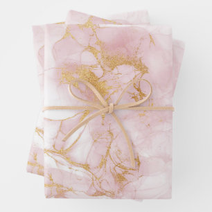 Gold Blush Marble Wrapping Paper Sheet