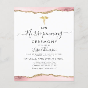 gold blush Nurse pinning ceremony Invitation