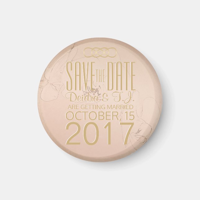 Gold Blush Orchid Save the Date Magnet (Front)