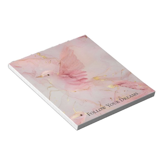 Gold Blush Pink Birds Baby Shower Notepad (Angled)