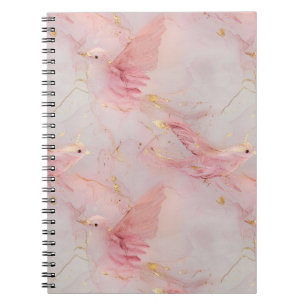 Gold Blush Pink Birds Notebook