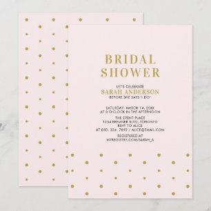 Gold & Blush Pink   Chic Modern Bridal Shower Invitation