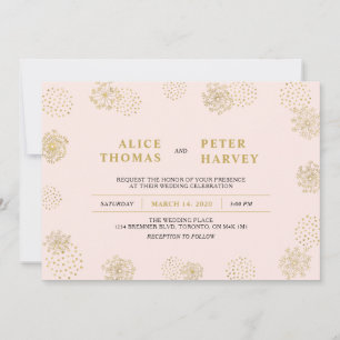 Gold & Blush Pink Chic Modern Wedding Ceremony Invitation