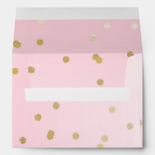 Gold & Blush Pink Confetti Modern Glam Invitation Envelopes