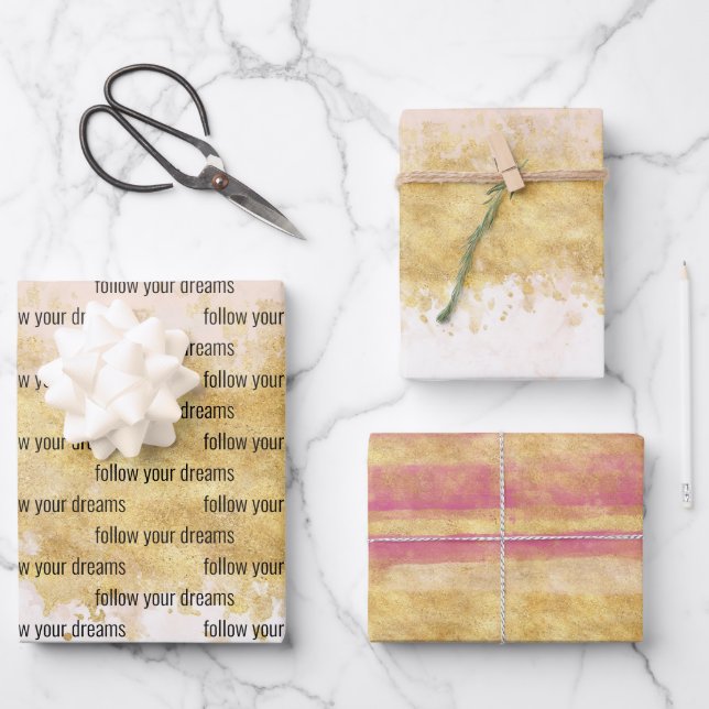 Gold Blush Pink Glam  Wrapping Paper Sheet (Front)