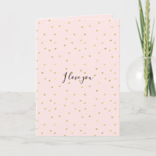 Gold Blush Pink Little Hearts Love Card