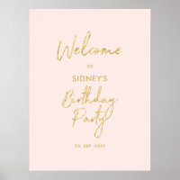 Gold & Blush Pink Modern Birthday Party Welcome