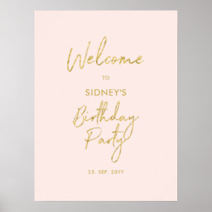 Gold & Blush Pink Modern Birthday Party Welcome Poster
