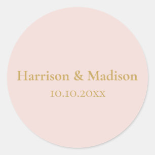 Gold blush pink Monogram custom wedding favours Classic Round Sticker