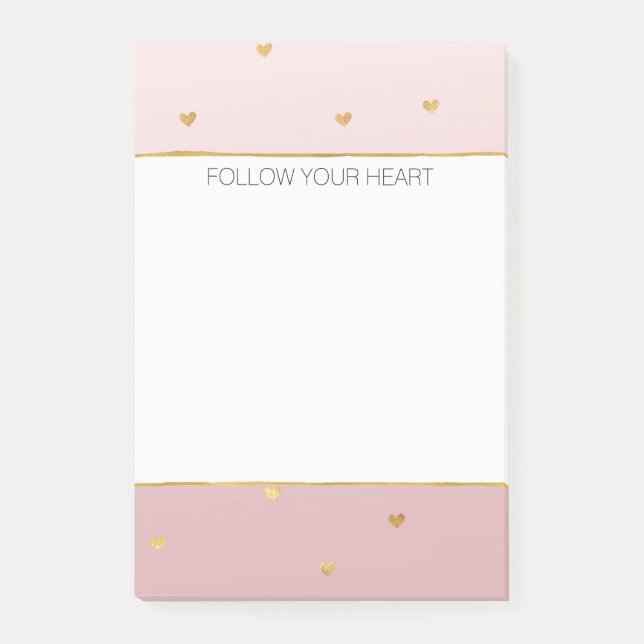 Gold Blush Pink Ombre Hearts Post-it Notes (Front)