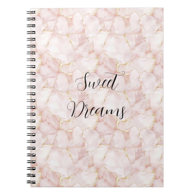 Gold Blush Pink Rose Petals Floral   Notebook (Front)