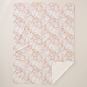 Gold Blush Pink Rose Petals Floral   Sherpa Blanket