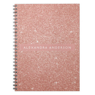 Gold Blush Pink Sparkle Glitter Monogram Notebook