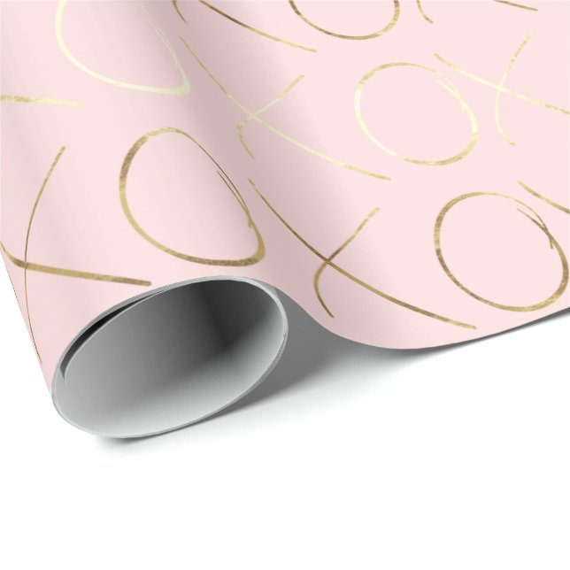 Gold Blush Pink XOXO Wrapping Paper (Roll Corner)