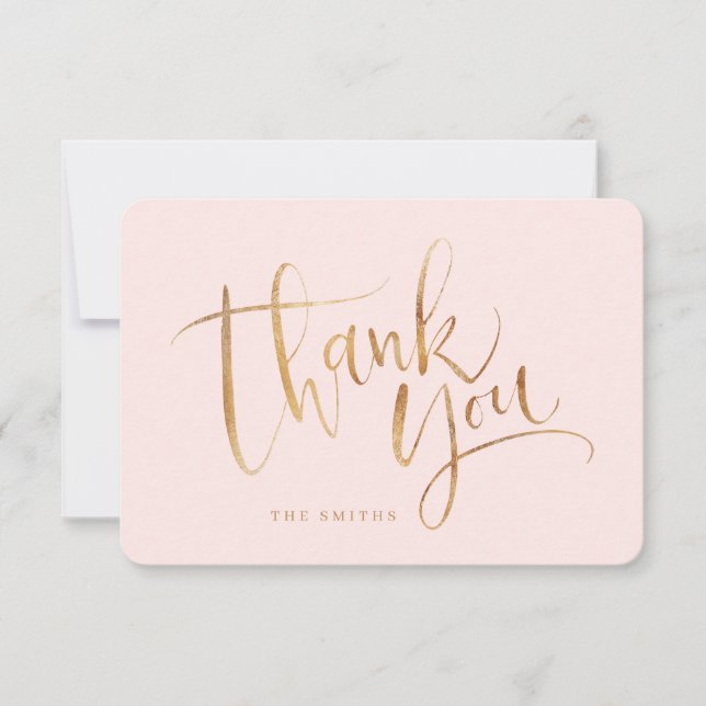 Gold Blush Simple modern Calligraphy thank you (Front)