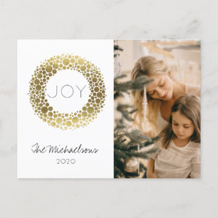 Gold Blush Watercolor Photo Holiday Post Card