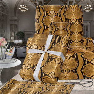 Gold Boa Constrictor Exotic Snakeskin Wrapping Paper