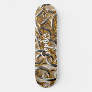 Gold, Board, Yellow, Unisex, Girly, Personalised, Skateboard