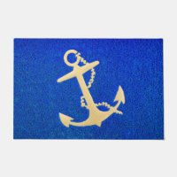 Gold Boat Anchor on Blue