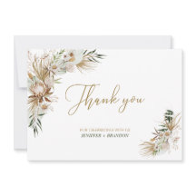 Gold Boho/Bohemian Wedding Favour Thank you card