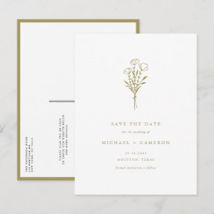 Gold Boho Botanical QR Code Save the Date Announcement Postcard