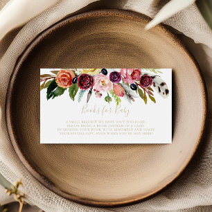 Gold Boho Floral Baby Shower Book Request   Enclosure Card
