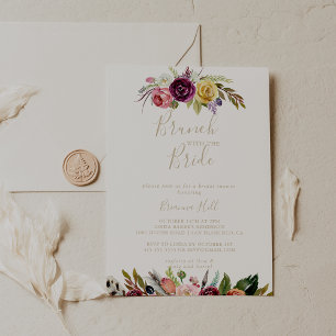 Gold Boho Floral Brunch with the Bride Shower   Invitation