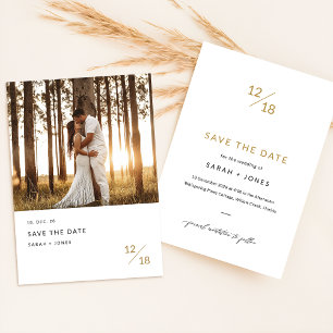 Gold Boho Modern Minimalist Photo Save The Date
