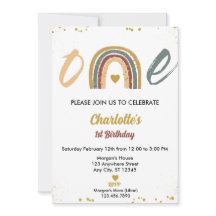 Gold Boho One Rainbow 1st Birthday