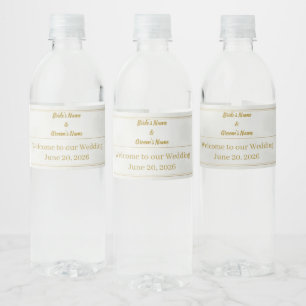 Gold Boho Pampas Grass Summer Wedding Water Bottle Label